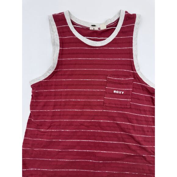 Roxy Sunny Summer Dress Sleeveless Maroon and White Medium - Picture 2 of 4